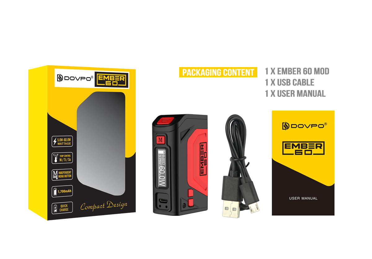 Dovpo Ember TC Box Mod Package Contents